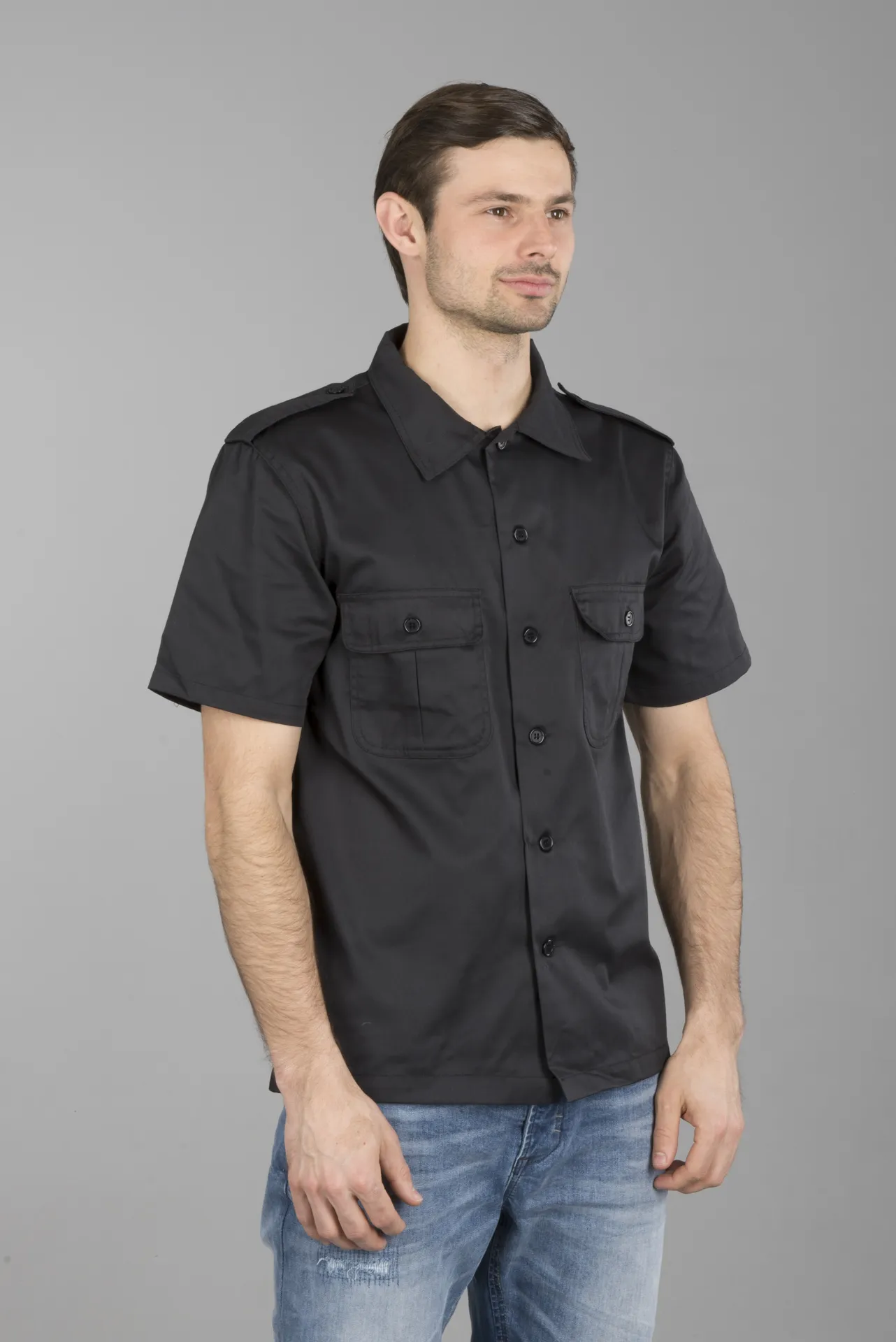 Camisa Brandit US Hemd 1/2 Negra